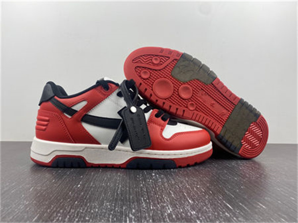 OFF-WHITE Out Of Office OOO Low Tops Black White Red OMIA189S22LEA0012510